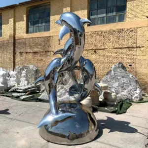 Silver Dolphin Statue