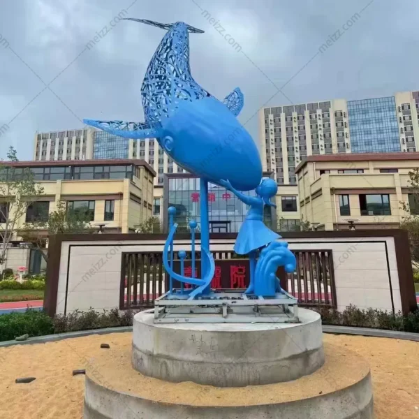 whale girl statue