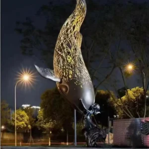 whale girl statue