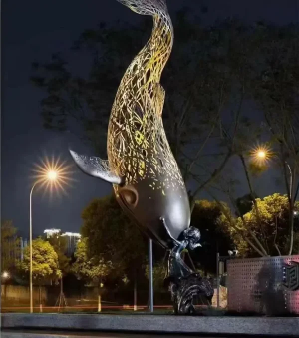 whale girl statue