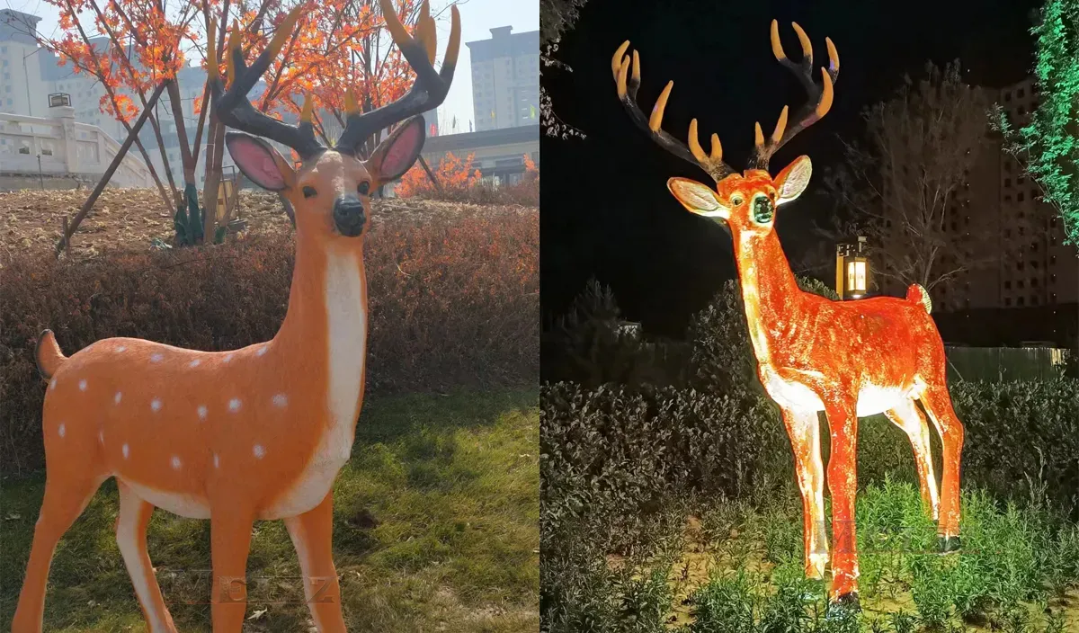 Luminous Fiberglass Deer Sculpture Series