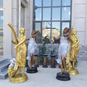 lady with violin bronze statue