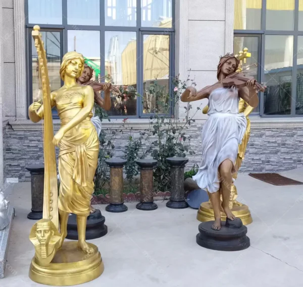 lady with violin bronze statue