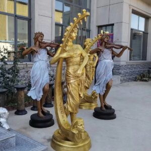 lady with violin bronze statue