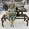 Reading Girl With Dog Statue