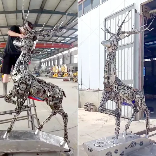 Mechanical Deer Recycled Auto Part Statue