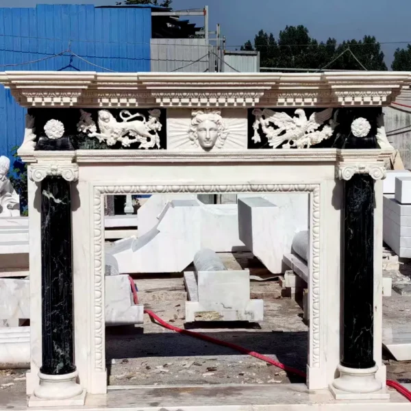 hand carved marble fireplace