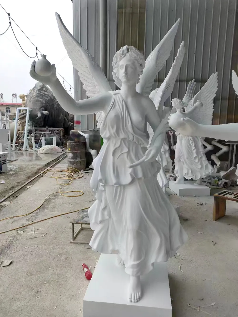 white marble angel statue