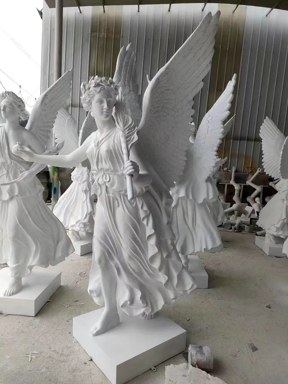 white marble angel statue