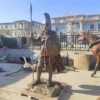 Bronze Roman Soldier Statue with Shield and Spear