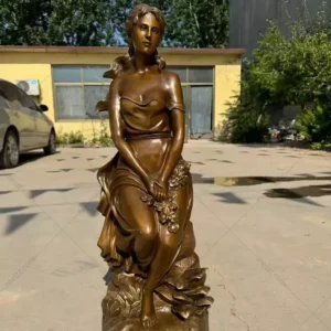 Bronze greek goddess of roses sculpture