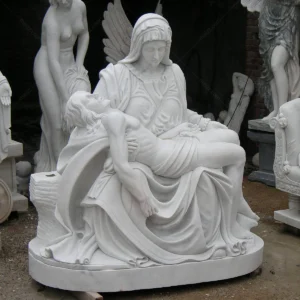 Life size marble statue of mary holding jesus