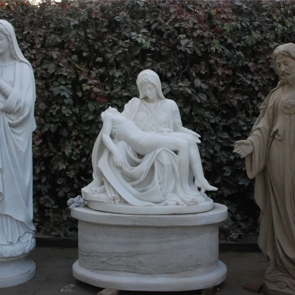 Life size marble statue of mary holding jesus