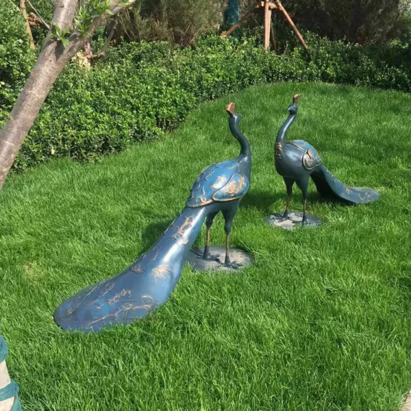 Bronze Garden Peacock Sculpture