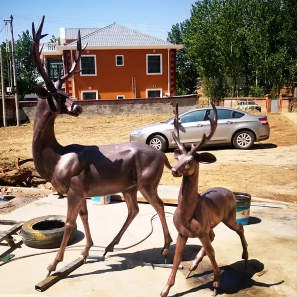 large bronze deer statues