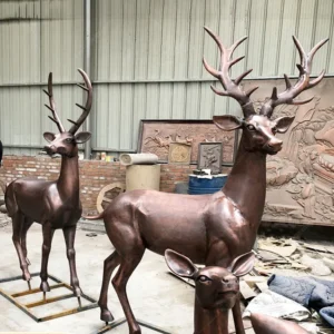 large bronze deer statues