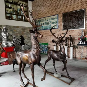 large bronze deer statues