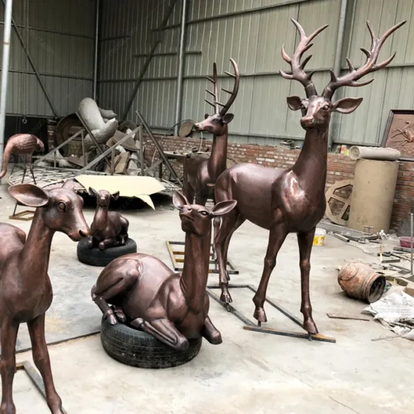 large bronze deer statues