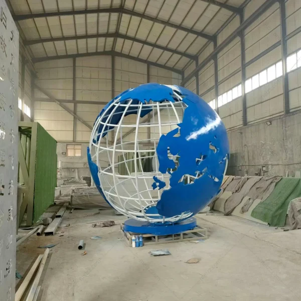 stainless steel globe sculpture