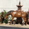 Bronze Horse and Girl Jockey Statue