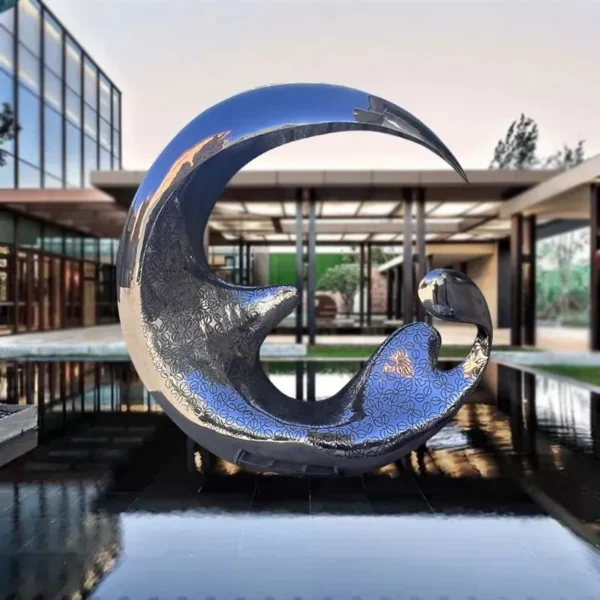 Round metal garden sculpture&Mirror stainless steel hollow round sculpture