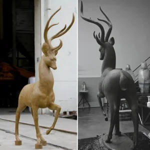 bronze stag garden sculpture