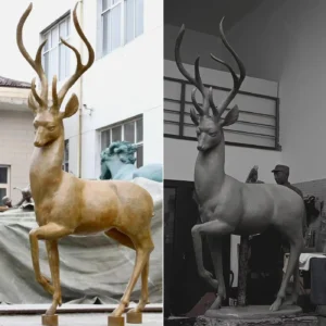 bronze stag garden sculpture