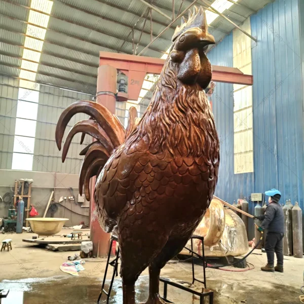 giant metal rooster statue