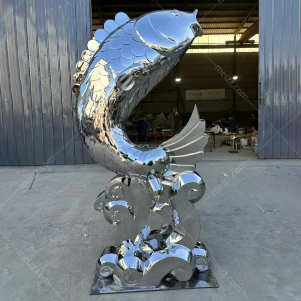 silver fish sculpture