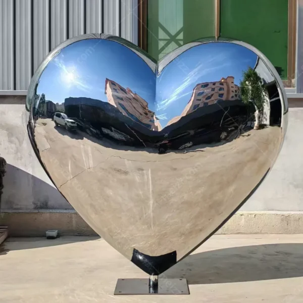 silver heart statue