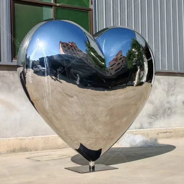 silver heart statue