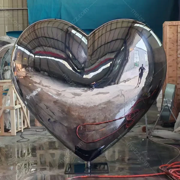 silver heart statue