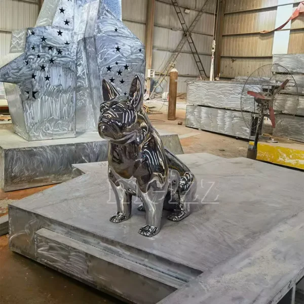 outdoor french bulldog statue