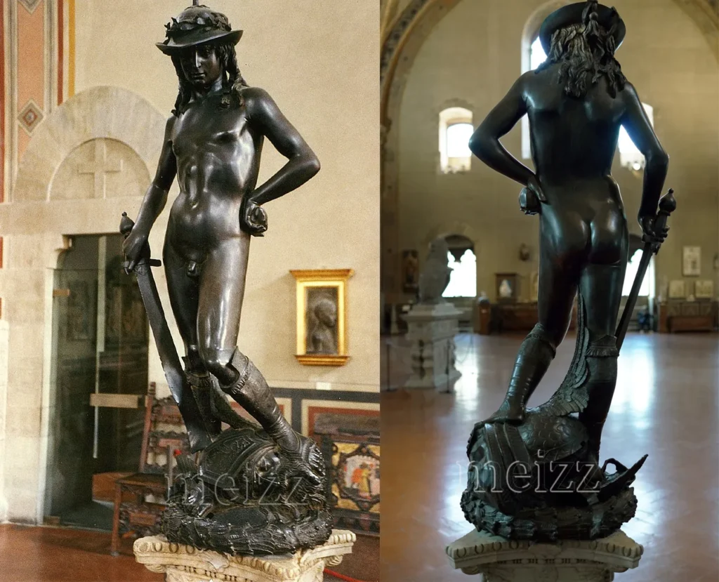 bronze statue of david by donatello front and back
