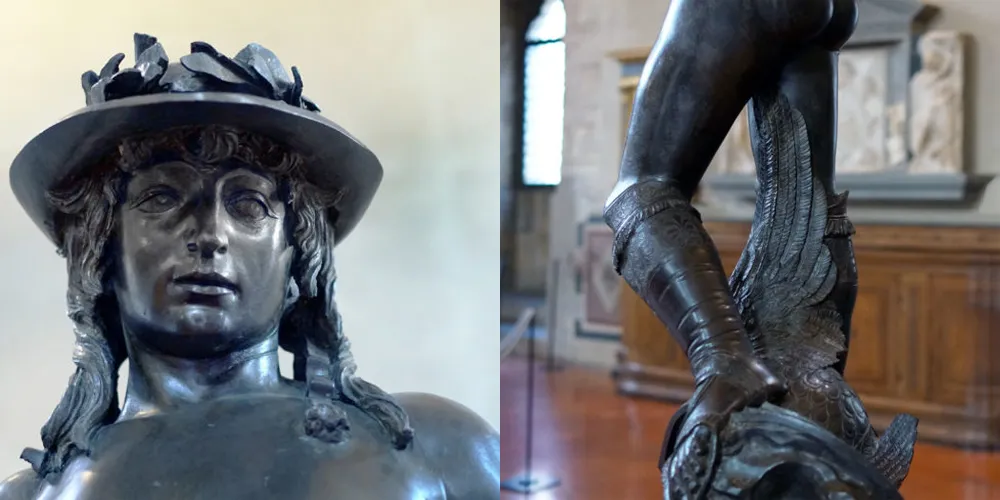 bronze statue of david by donatello details