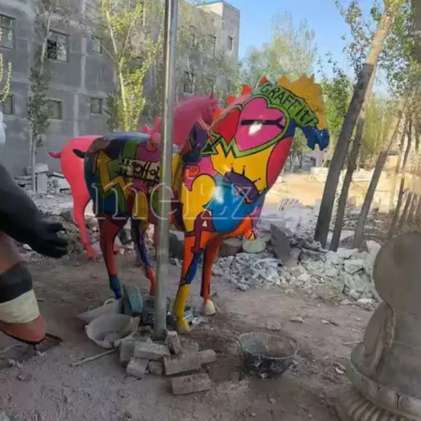 painted horse sculpture