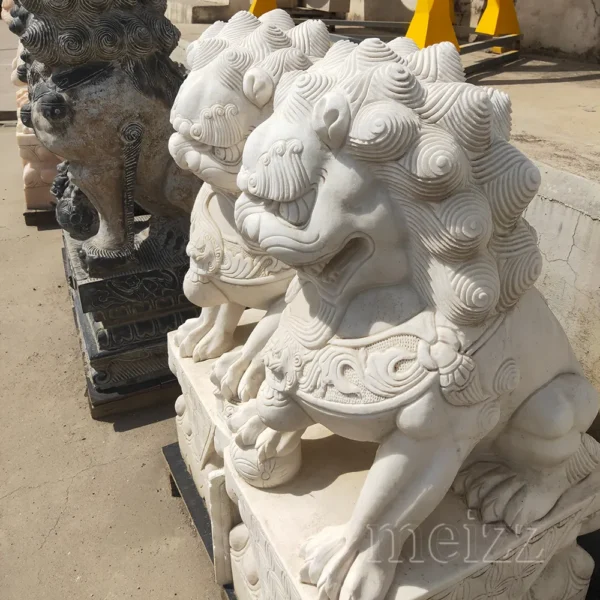 marble foo dog statues