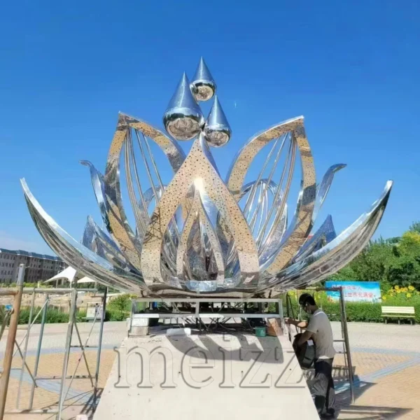 metal lotus flower sculpture