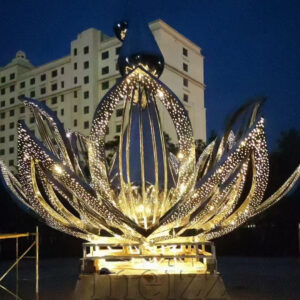 metal lotus flower sculpture