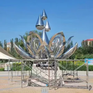 metal lotus flower sculpture