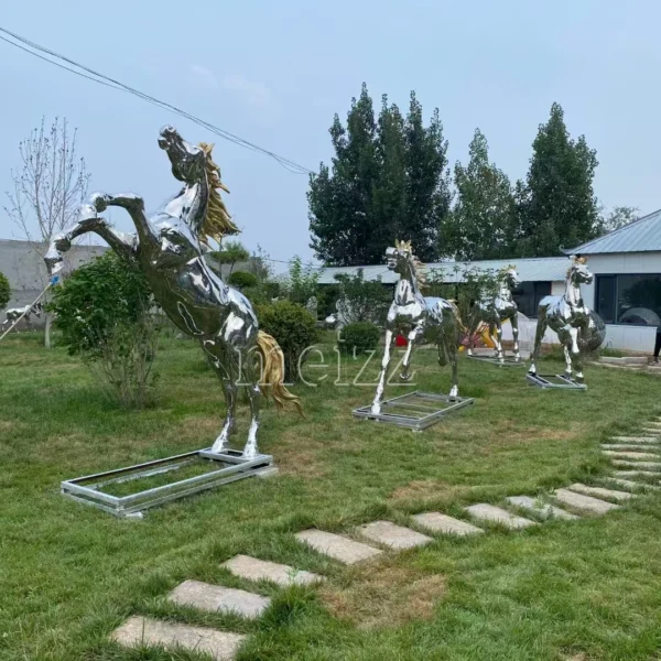 stainless steel horse sculpture