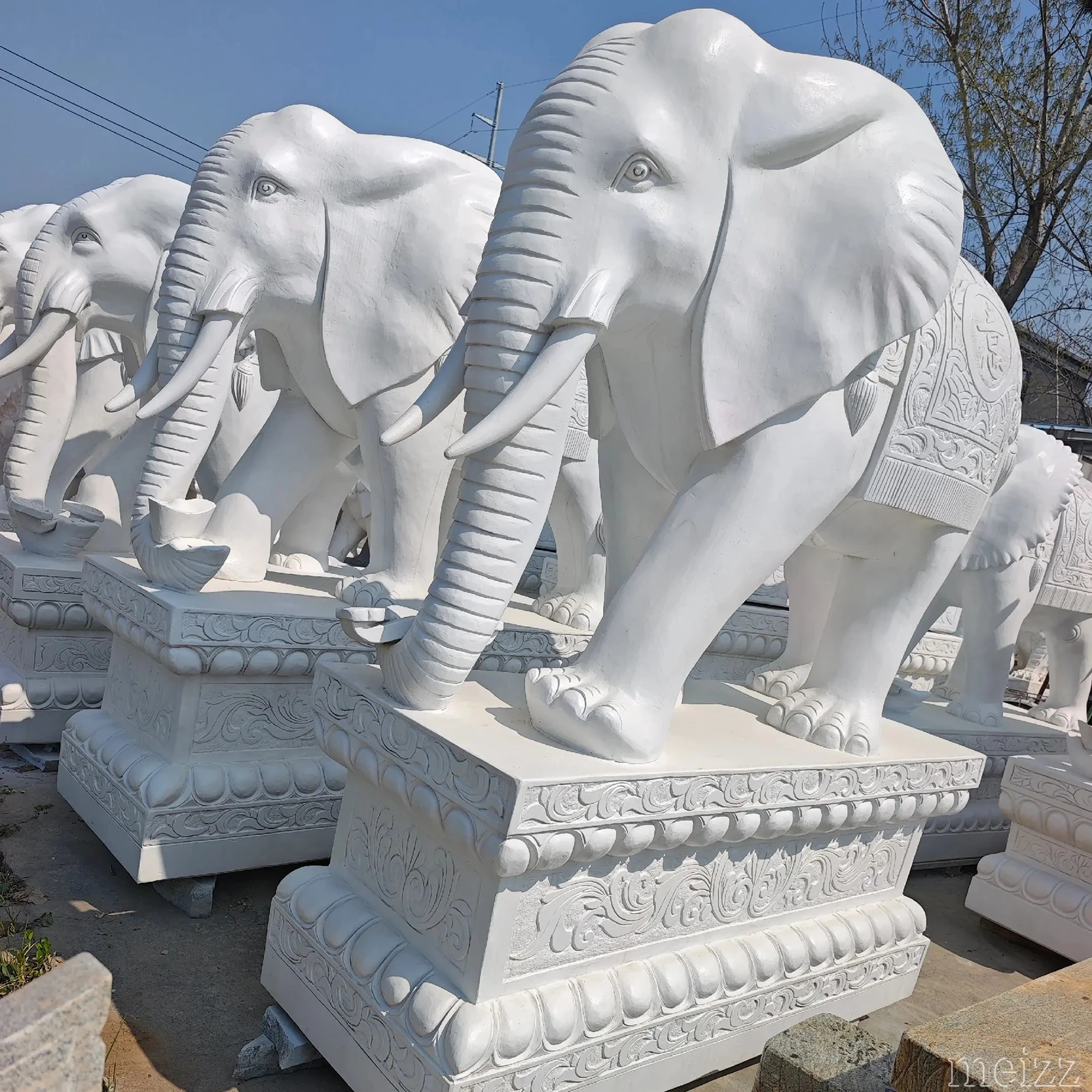 white marble elephant statue
