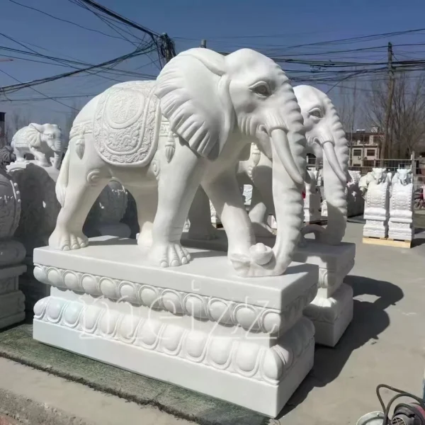 white marble elephant statue