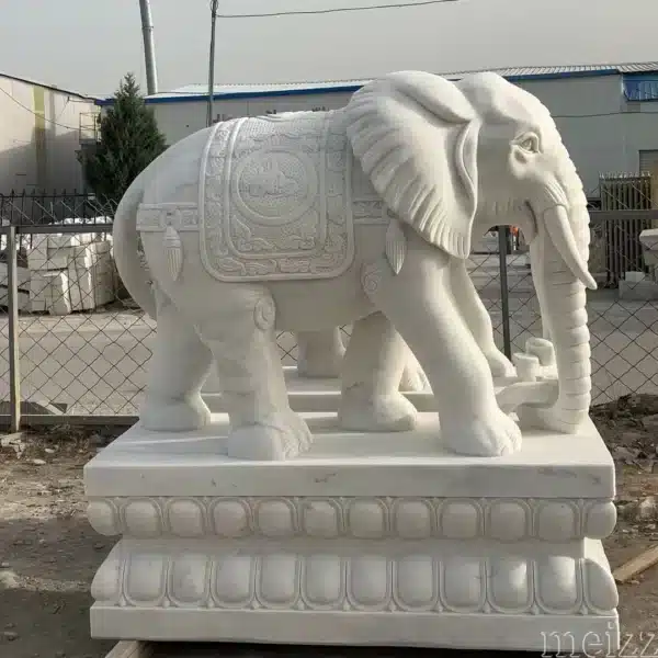 white marble elephant statue
