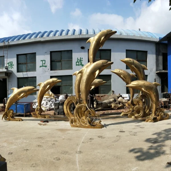 large outdoor dolphin statues