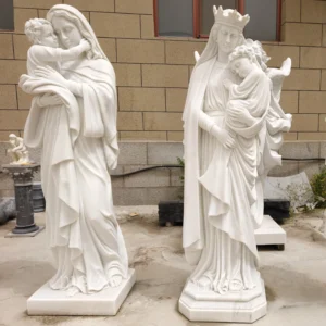 virgin mary holding jesus sculpture