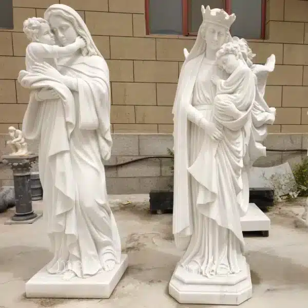 virgin mary holding jesus sculpture