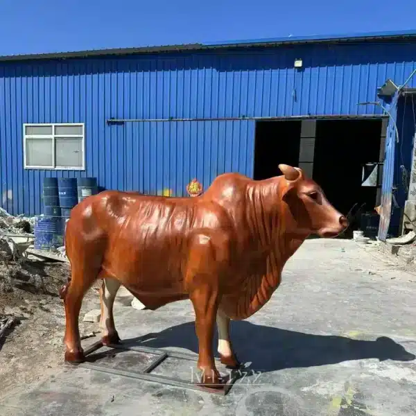 Fiberglass Yellow Bull Sculpture