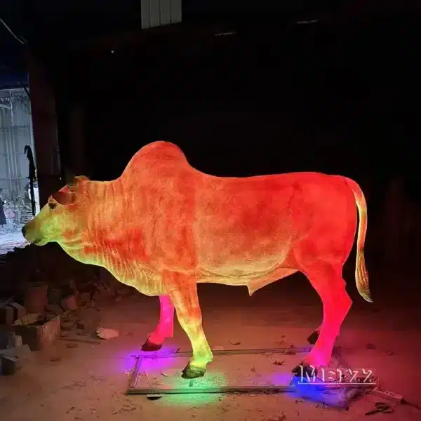 Fiberglass Yellow Bull Sculpture