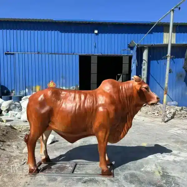 Fiberglass Yellow Bull Sculpture